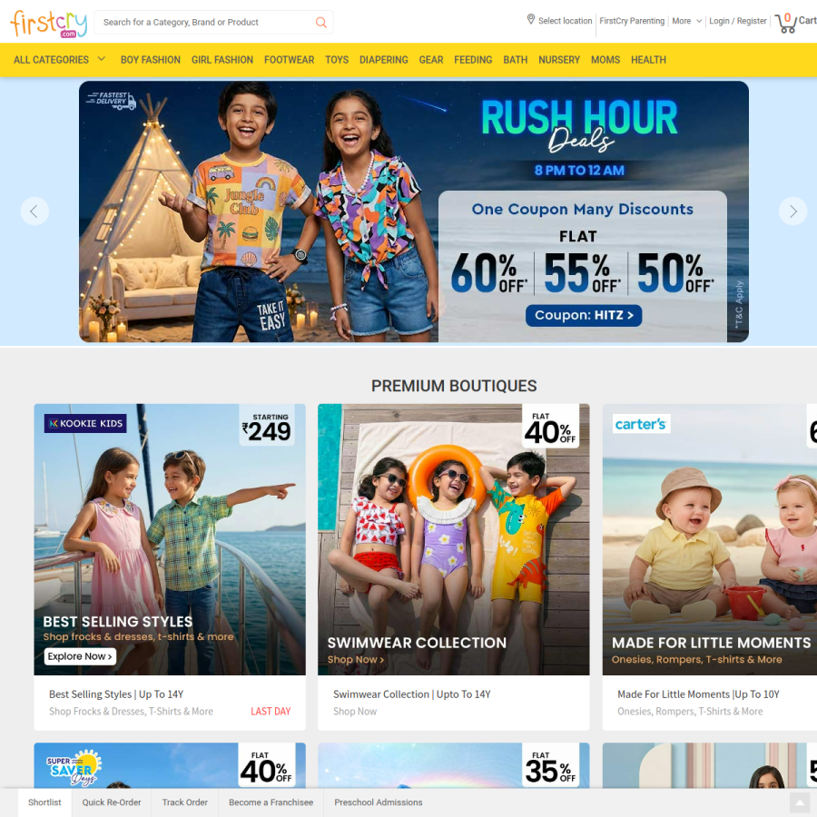 firstcry.com homepage screenshot