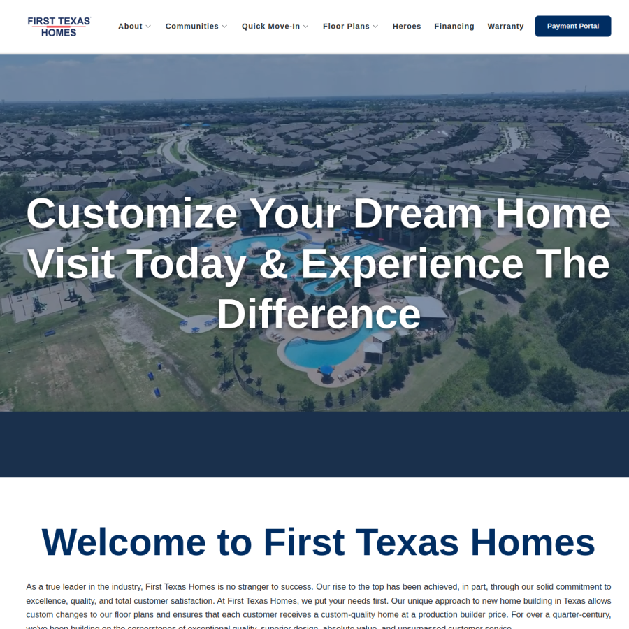 firsttexashomes.com homepage screenshot