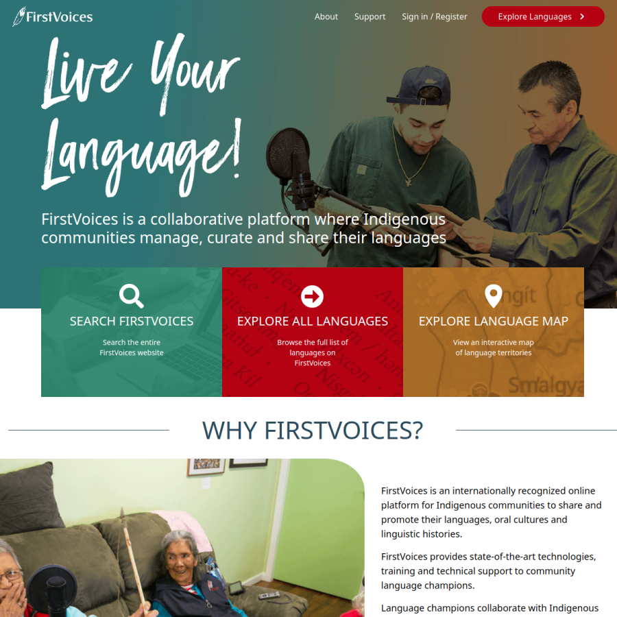 firstvoices.com homepage screenshot