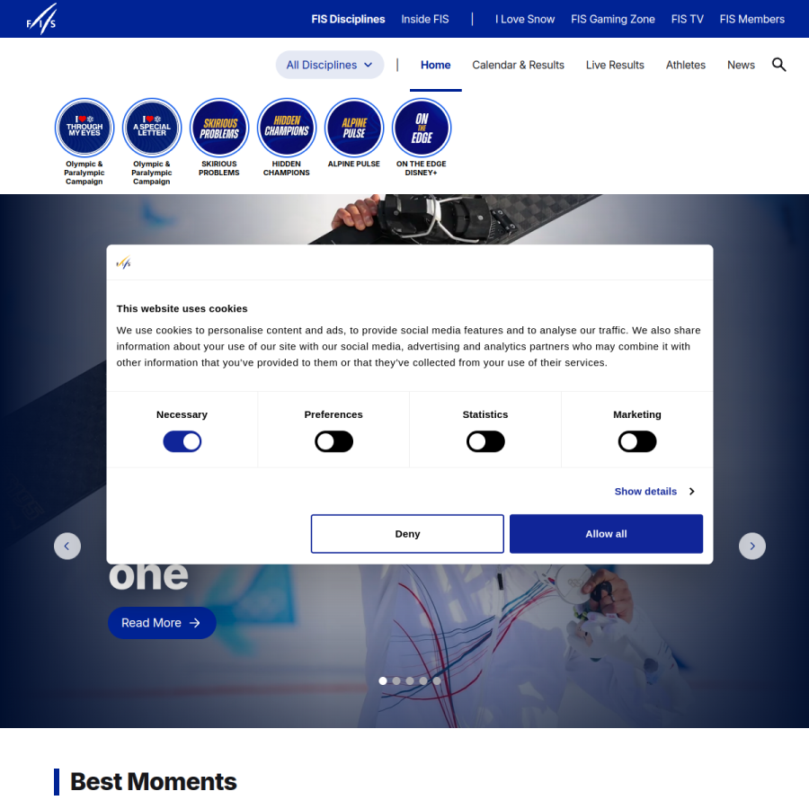fis-ski.com homepage screenshot
