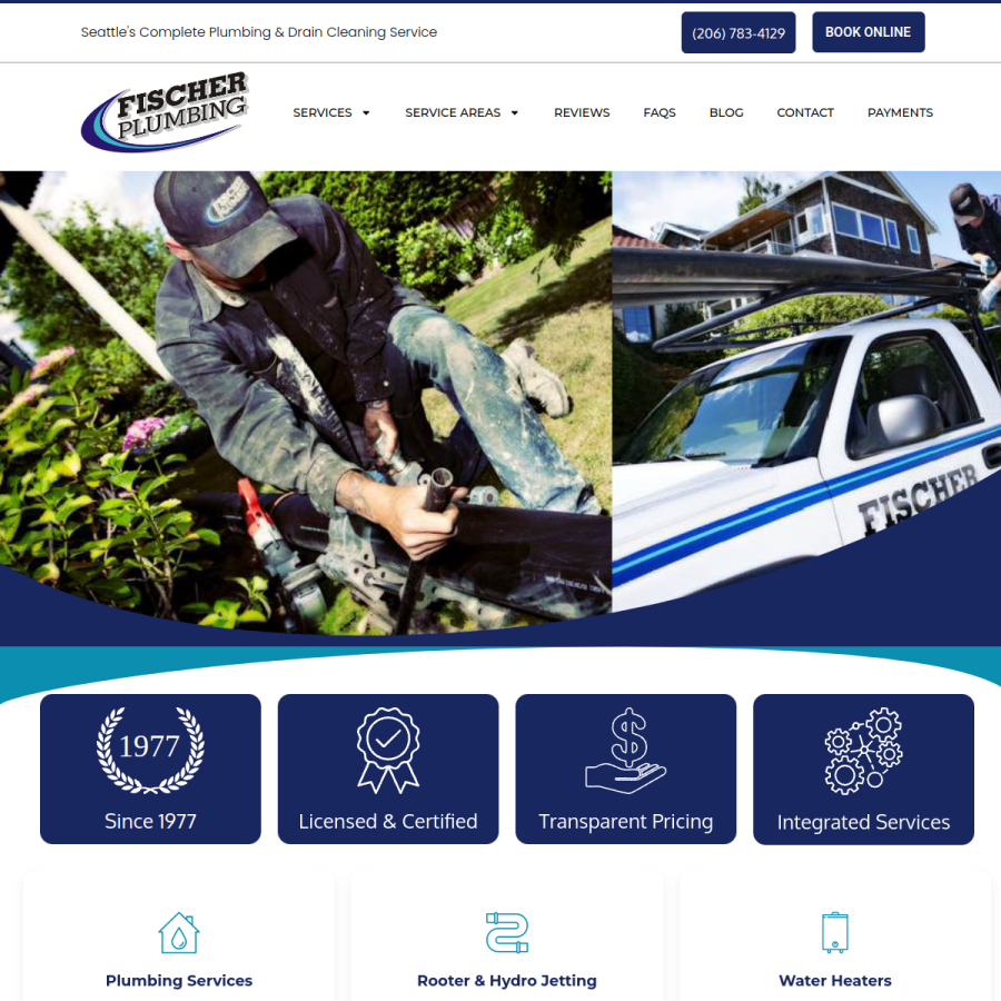 fischerplumbing.com homepage screenshot