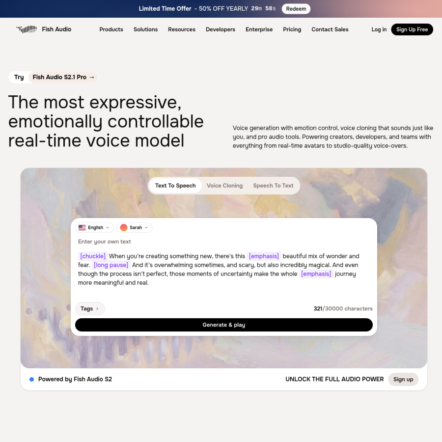 fish.audio homepage screenshot