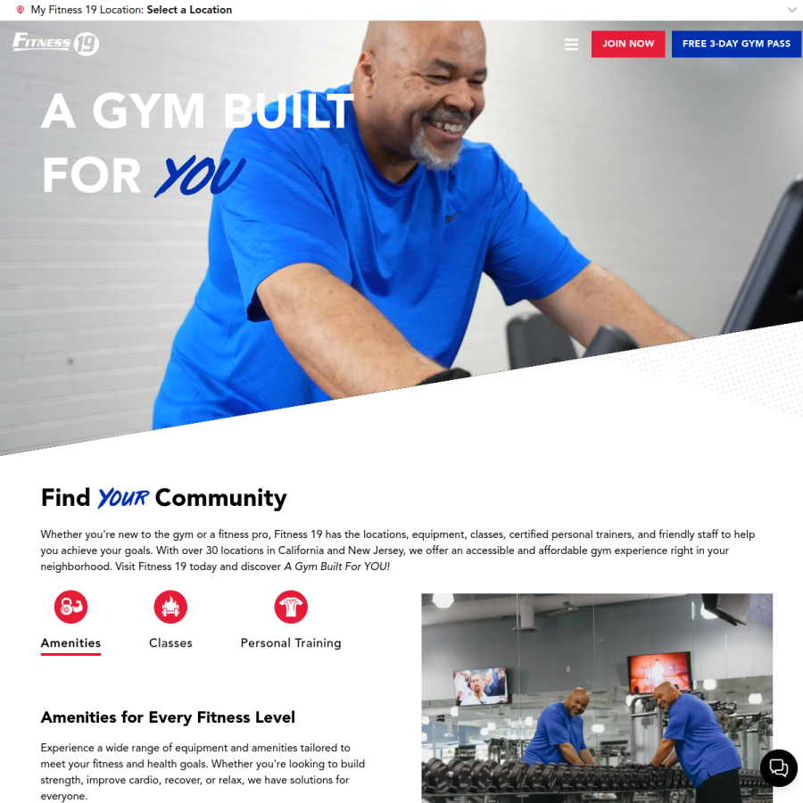 fit19.com homepage screenshot