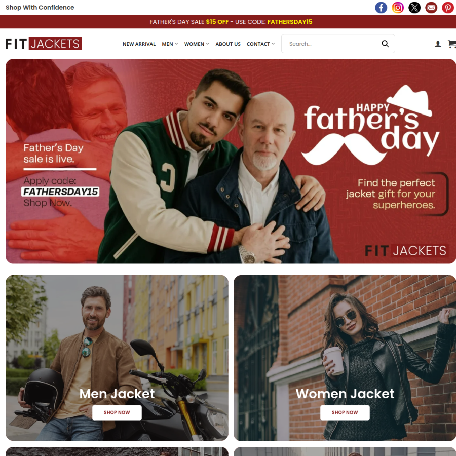 fitjackets.com homepage screenshot