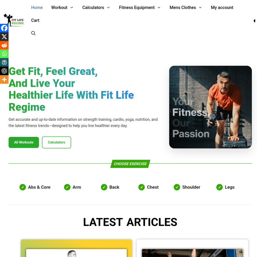 fitliferegime.com homepage screenshot