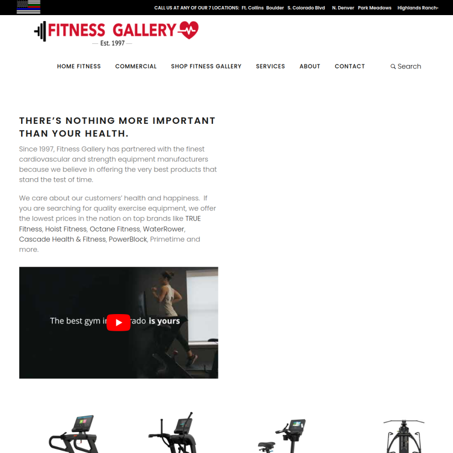 fitnessgallery.com homepage screenshot