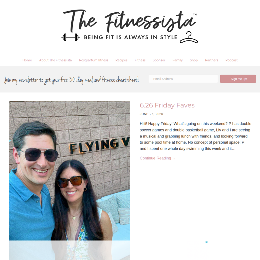 fitnessista.com homepage screenshot