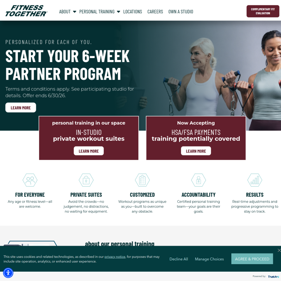 fitnesstogether.com homepage screenshot