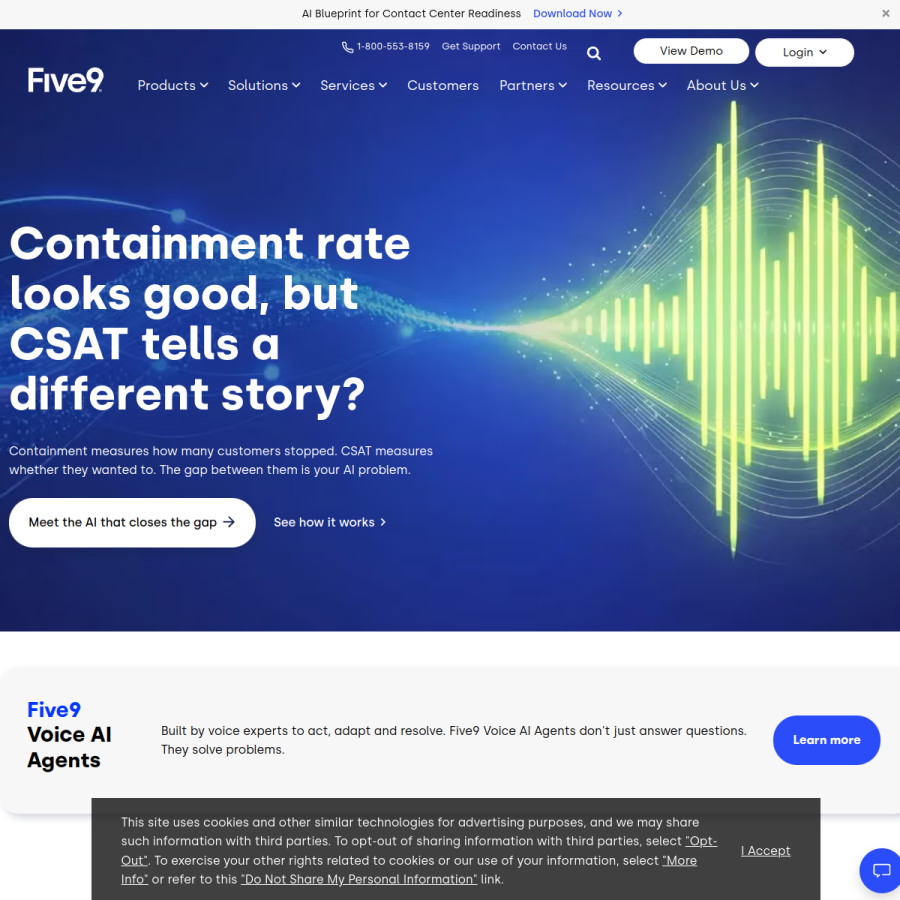 five9.com homepage screenshot