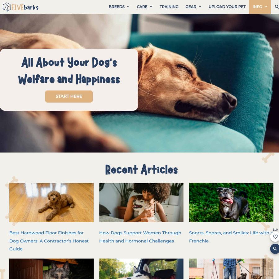 fivebarks.com homepage screenshot
