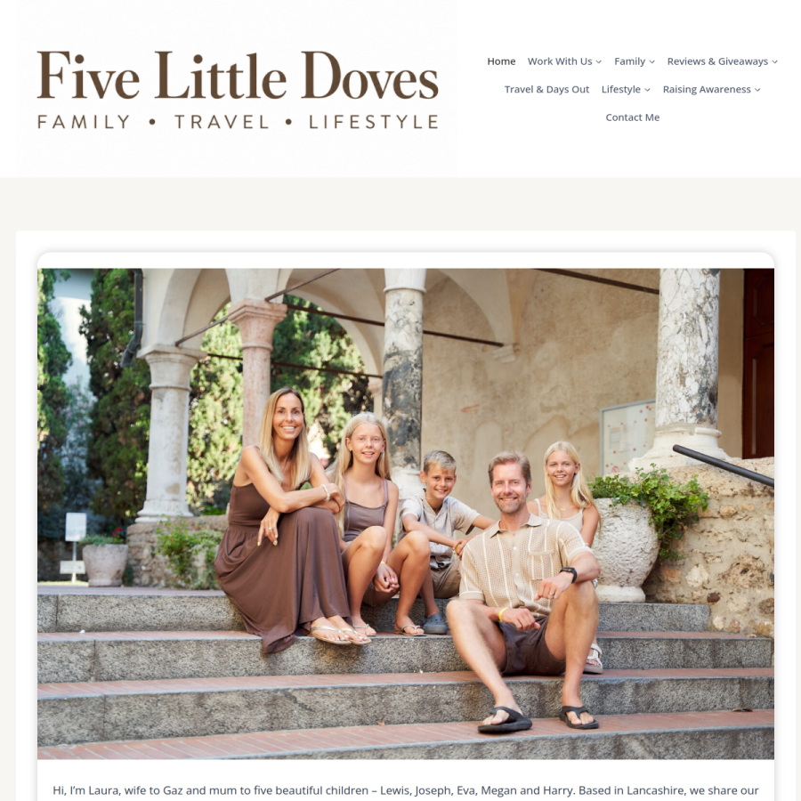 fivelittledoves.com homepage screenshot