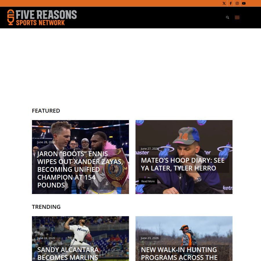 fivereasonssports.com homepage screenshot