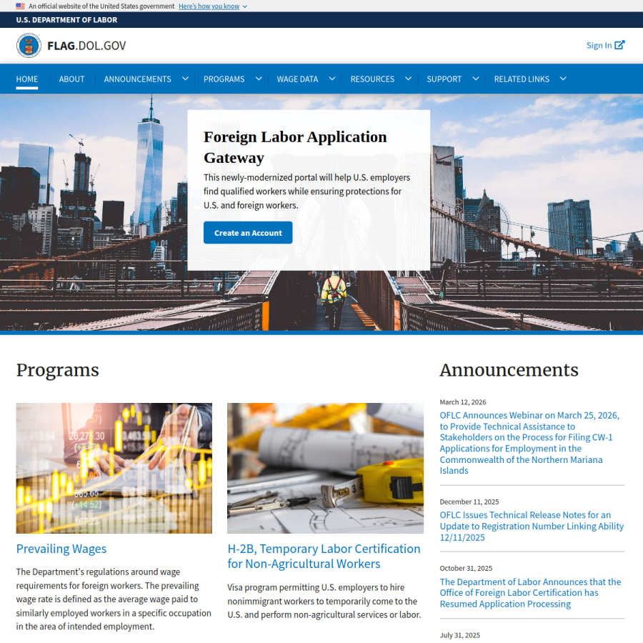 flag.dol.gov homepage screenshot