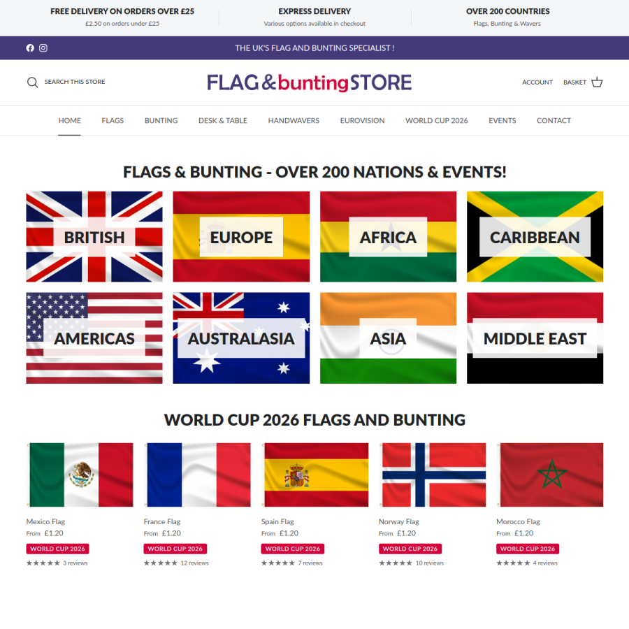 flagandbuntingstore.co.uk homepage screenshot