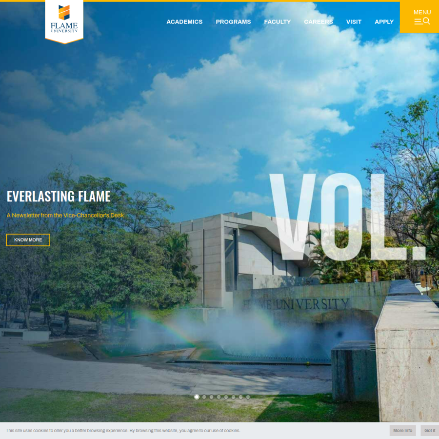 flame.edu.in homepage screenshot