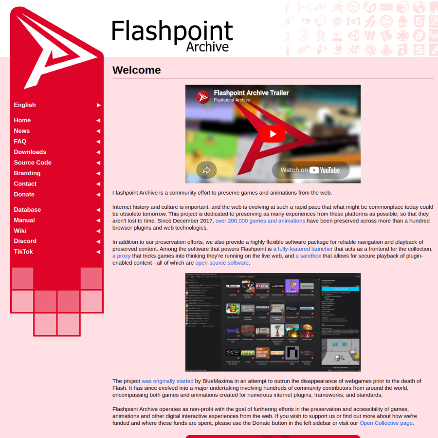 flashpointarchive.org homepage screenshot