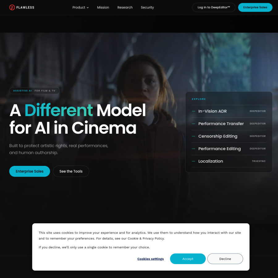 flawlessai.com homepage screenshot