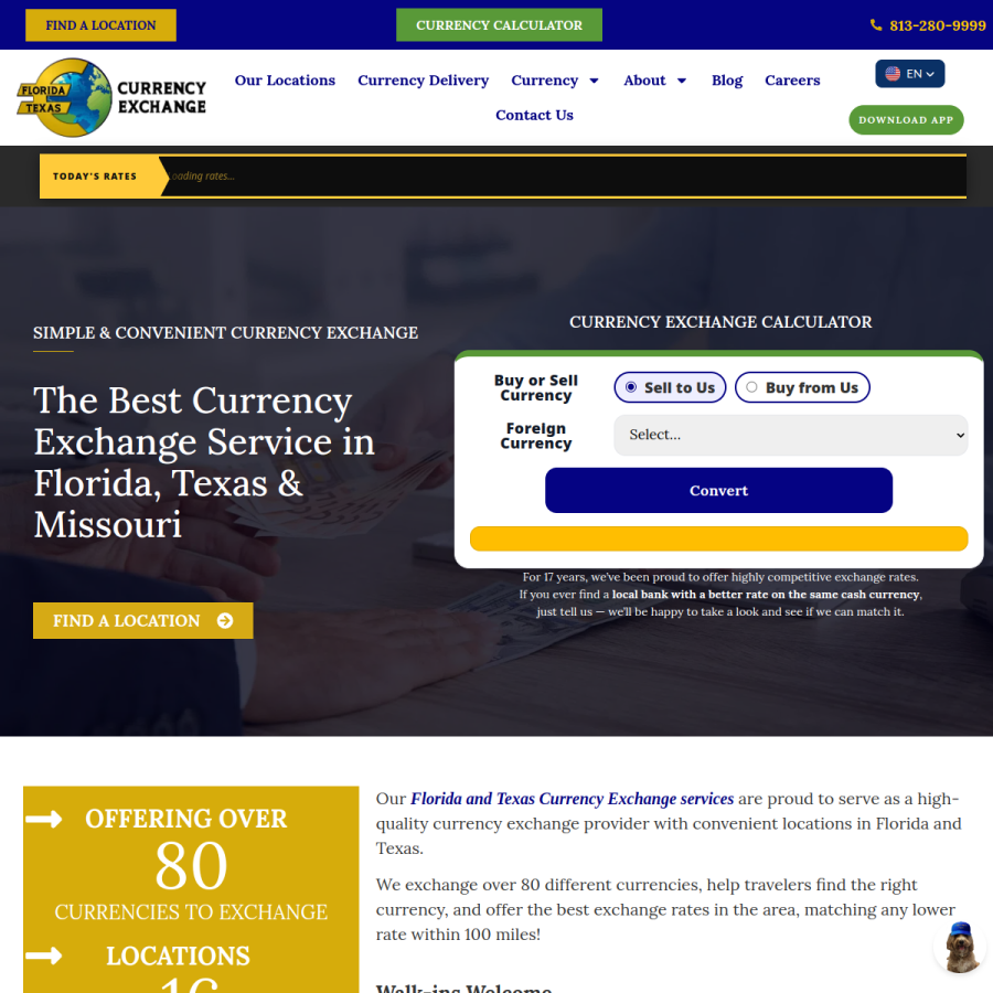 flcurrencyexchange.com homepage screenshot