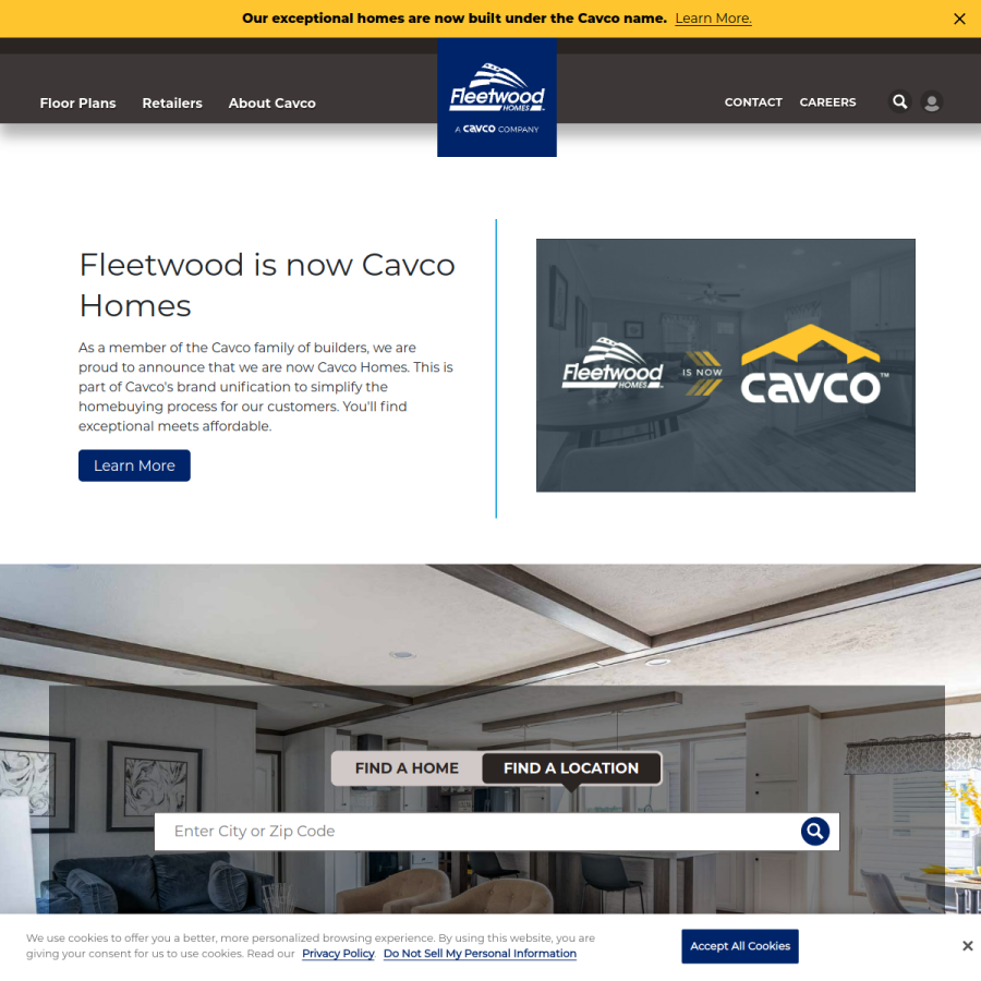 fleetwoodhomes.com homepage screenshot