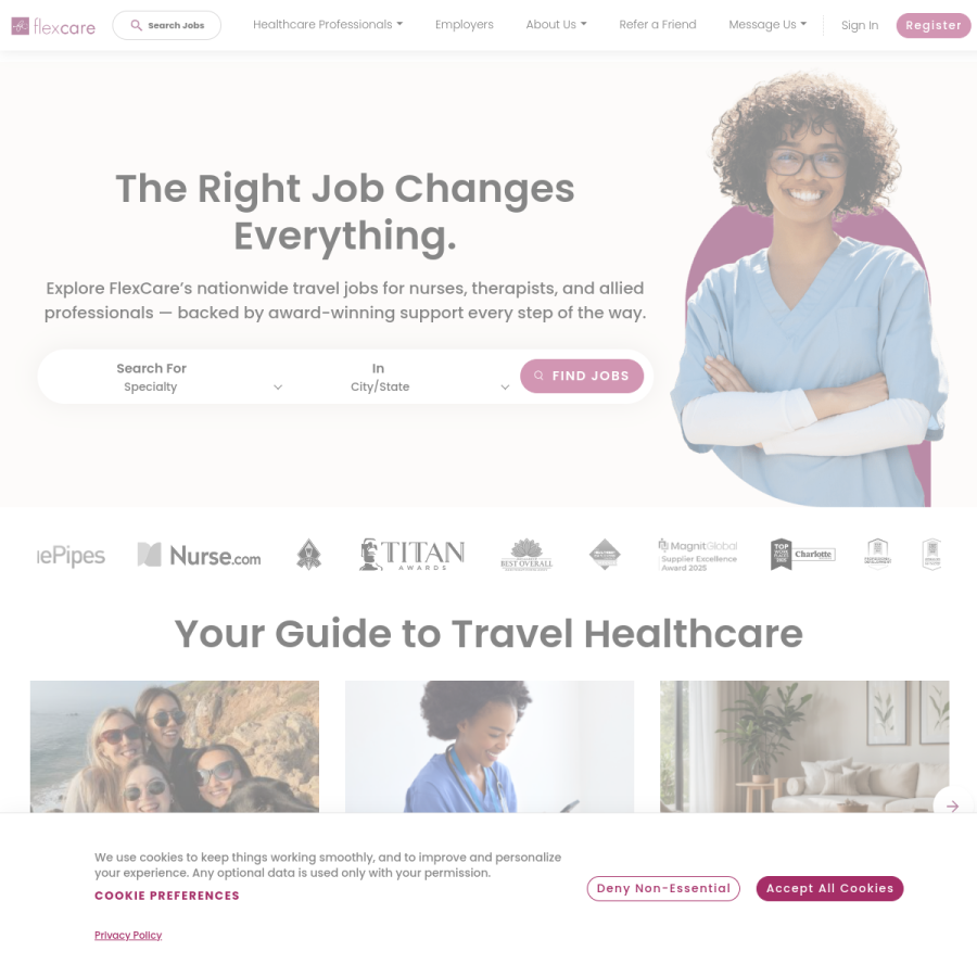 flexcarestaff.com homepage screenshot