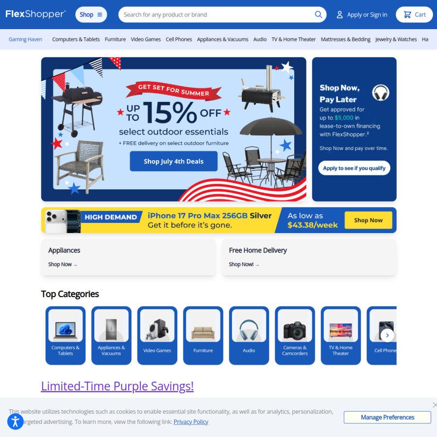 flexshopper.com homepage screenshot