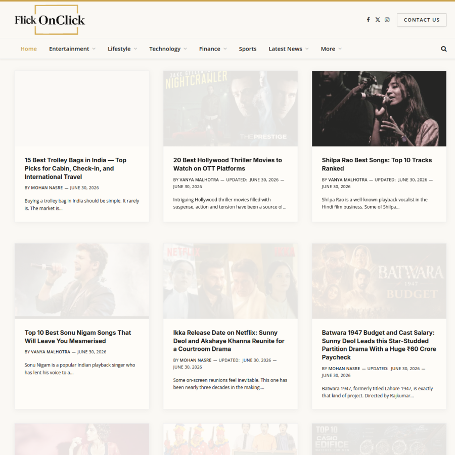 flickonclick.com homepage screenshot