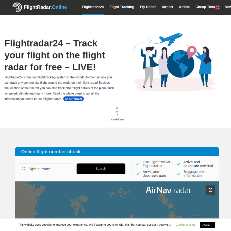 flightradar.online homepage screenshot