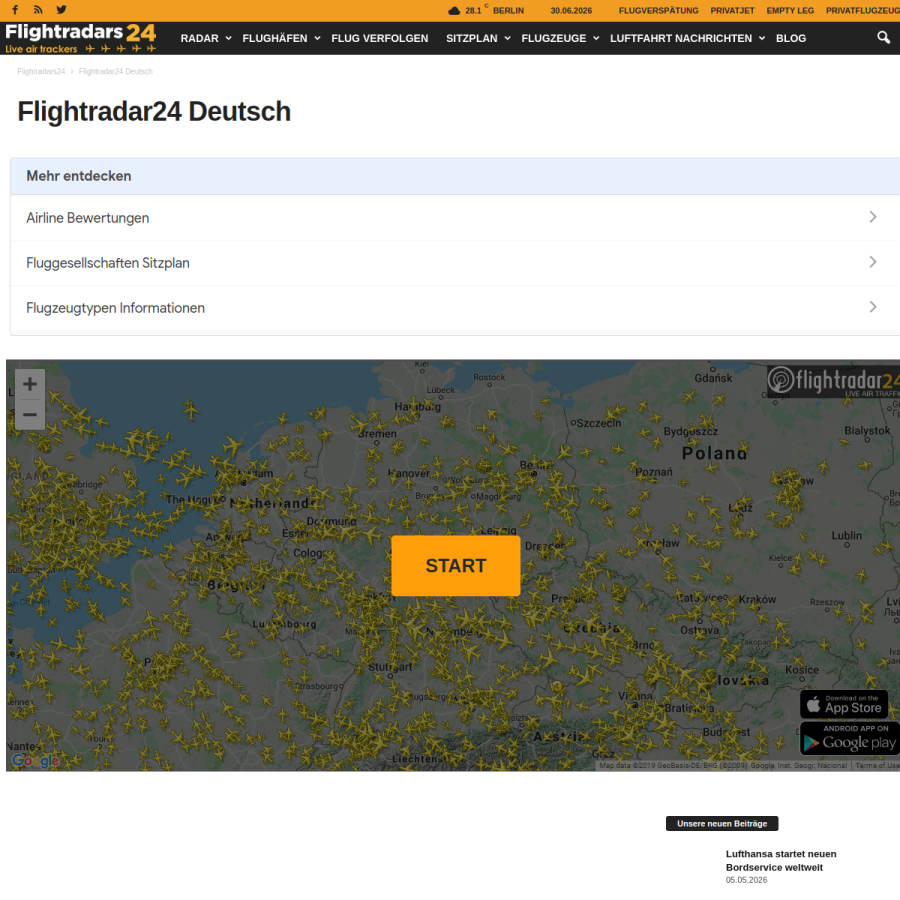 flightradars24.de homepage screenshot