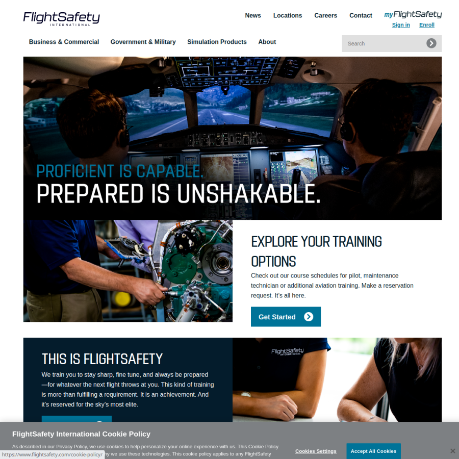 flightsafety.com homepage screenshot