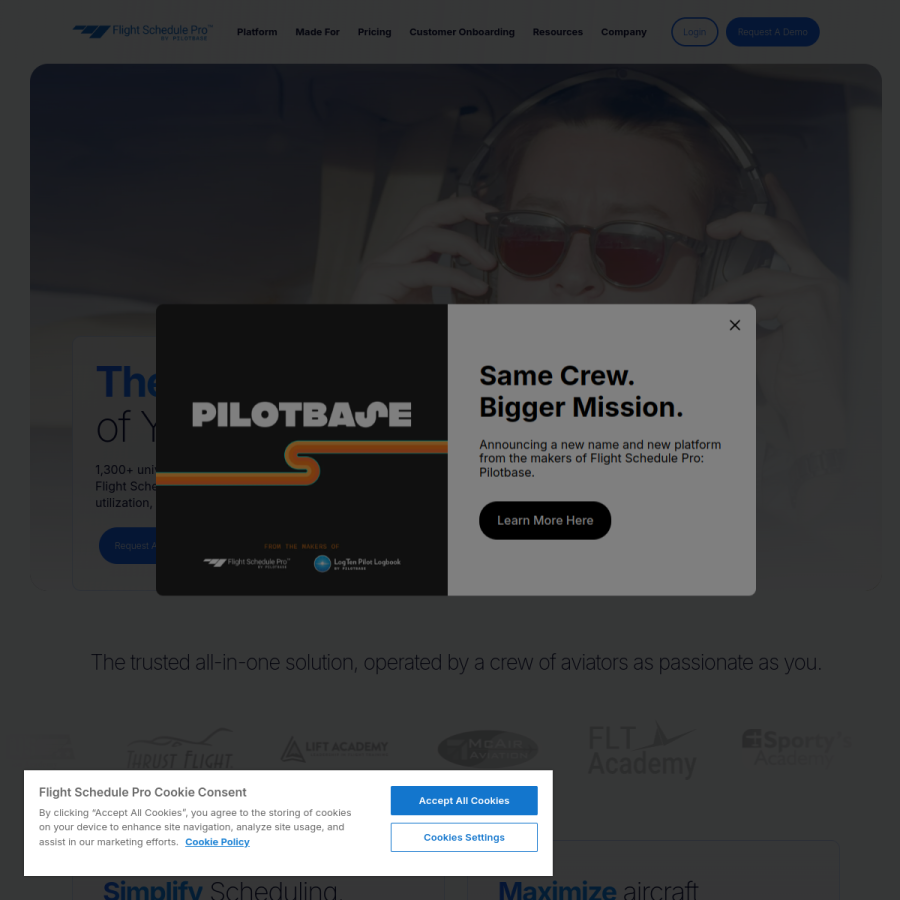 flightschedulepro.com homepage screenshot