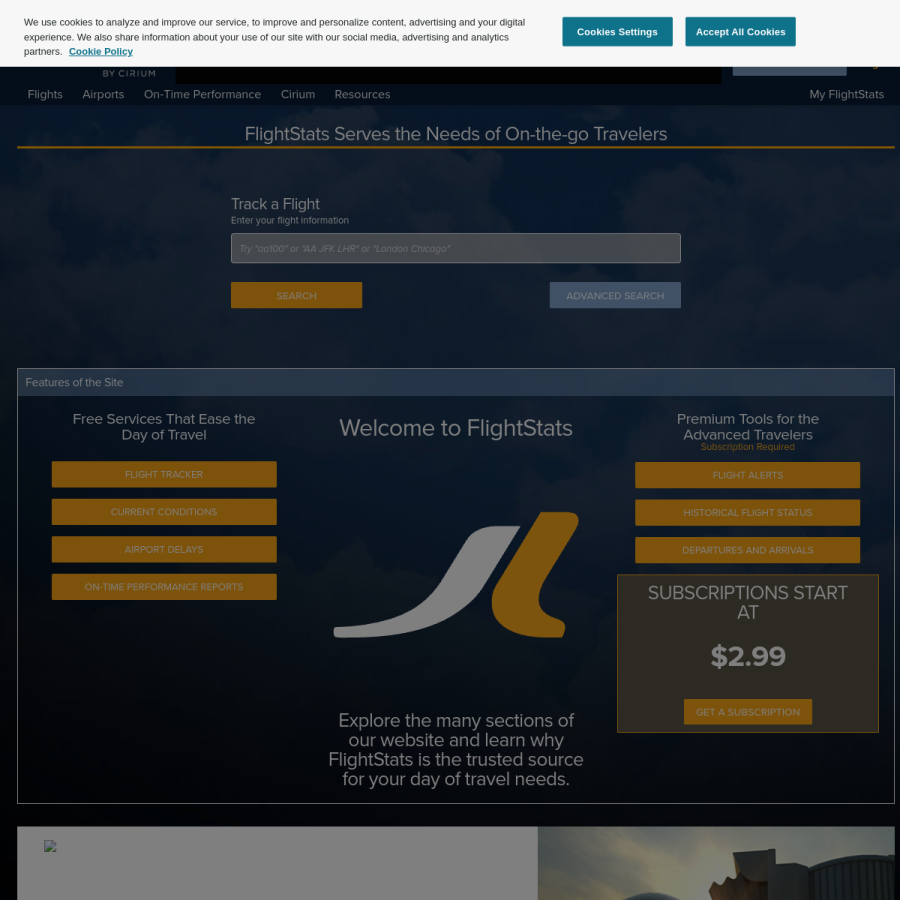 flightstats.com homepage screenshot