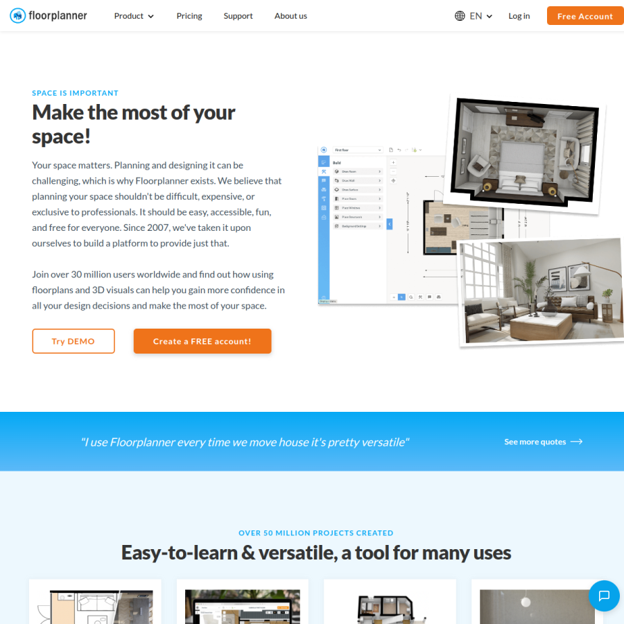 floorplanner.com homepage screenshot