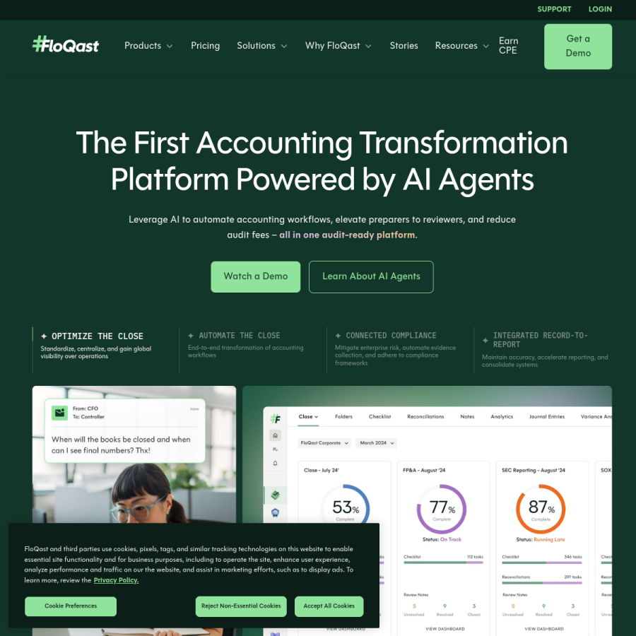 floqast.com homepage screenshot