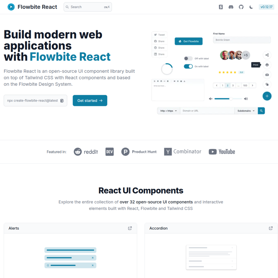 flowbite-react.com homepage screenshot