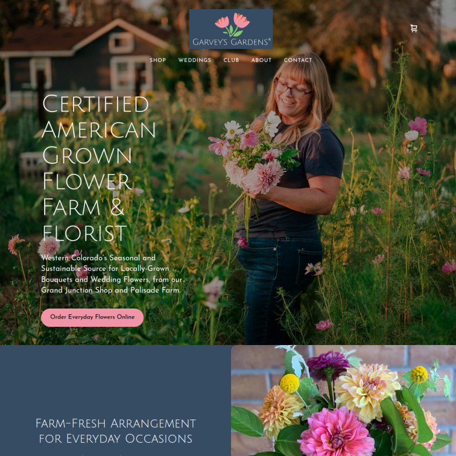 flowersbygarveysgardens.com homepage screenshot