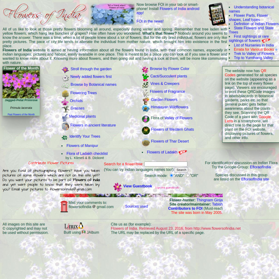 flowersofindia.net homepage screenshot