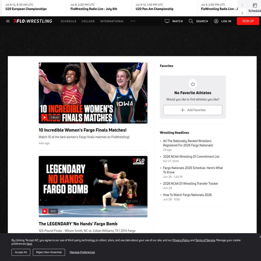 flowrestling.org homepage screenshot