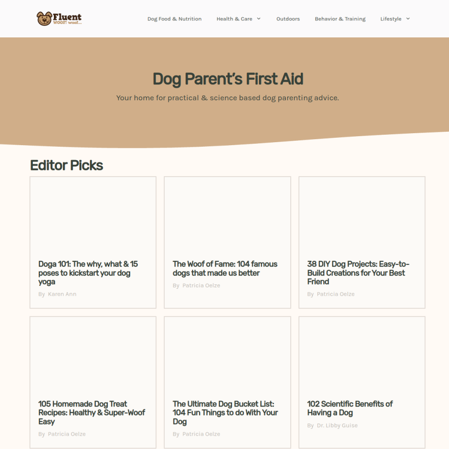 fluentwoof.com homepage screenshot
