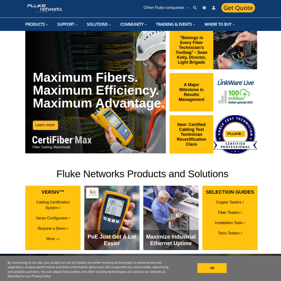 flukenetworks.com homepage screenshot