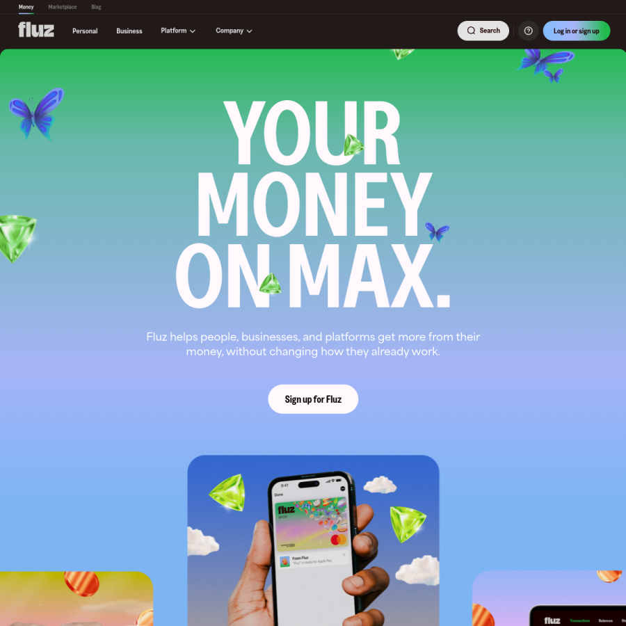 fluz.app homepage screenshot