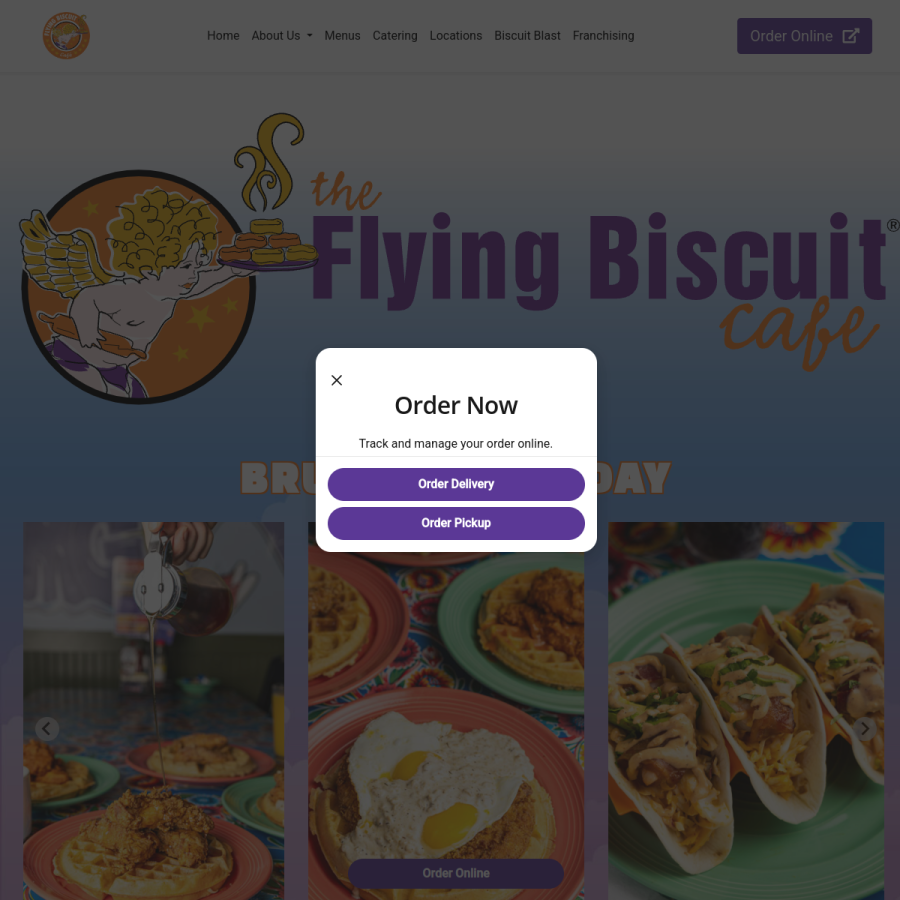 flyingbiscuit.com homepage screenshot