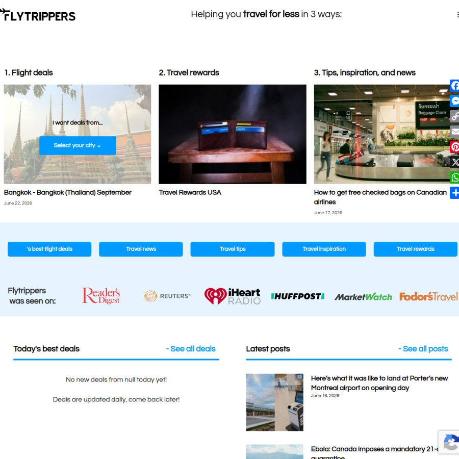 flytrippers.com homepage screenshot