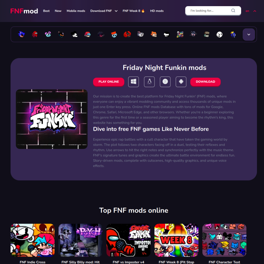 fnfmod.online homepage screenshot