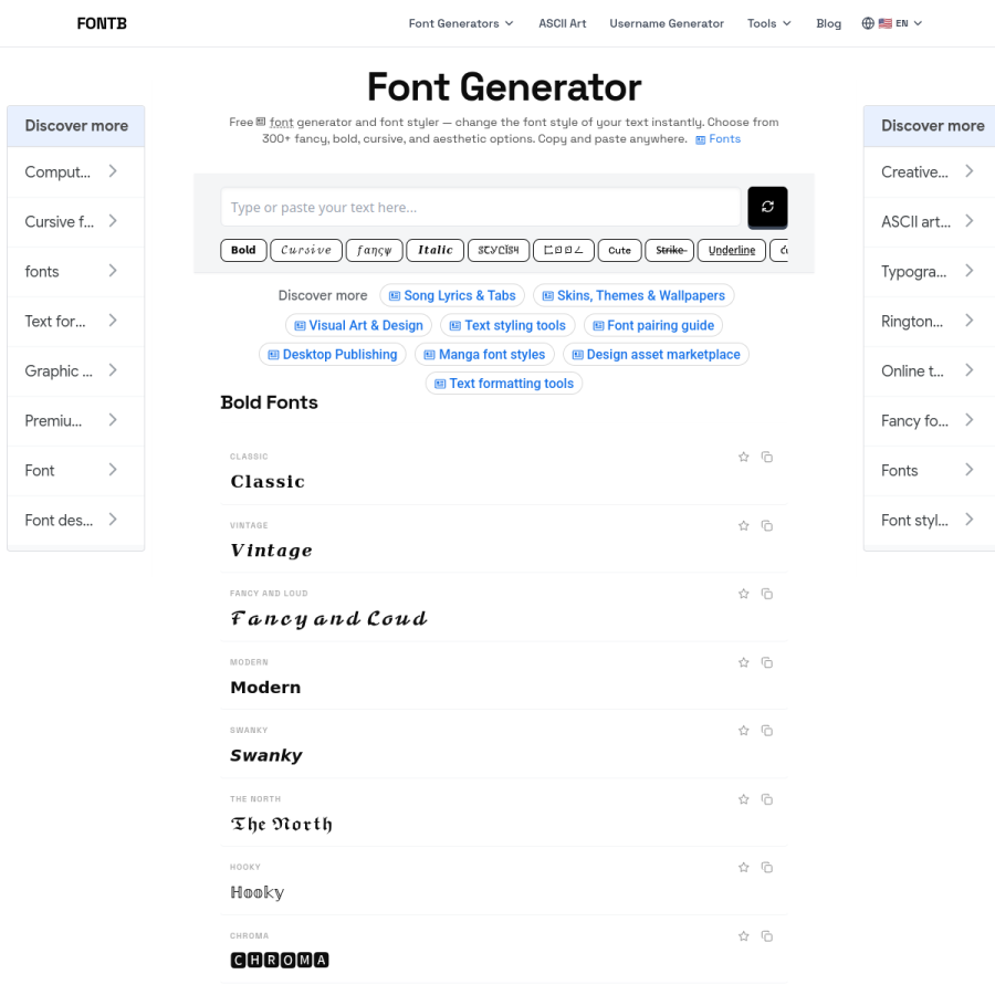 fontb.com homepage screenshot