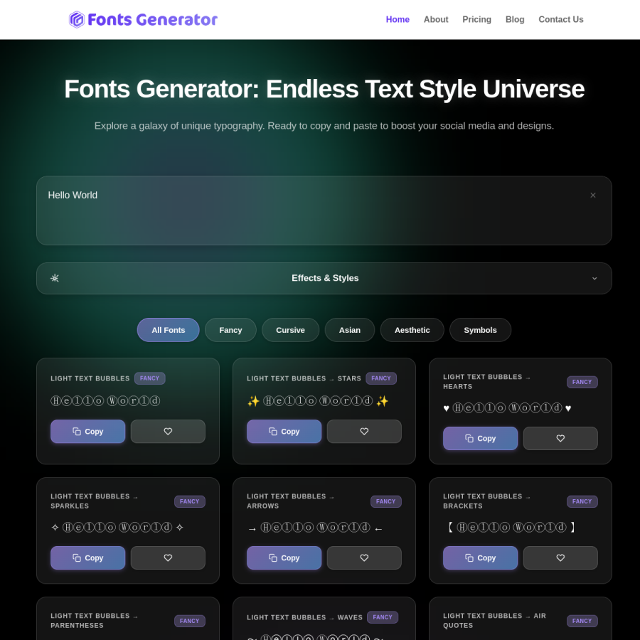 fontsgenerator.io homepage screenshot