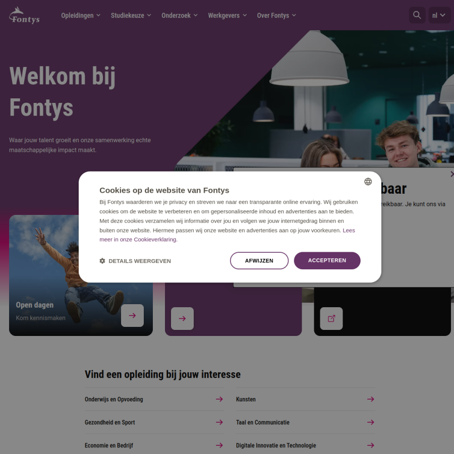 fontys.nl homepage screenshot