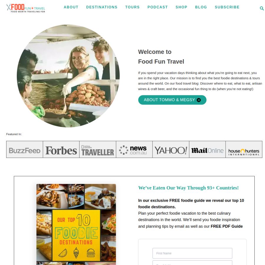 foodfuntravel.com homepage screenshot