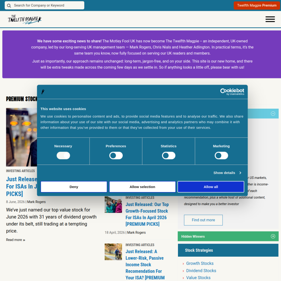 fool.co.uk homepage screenshot