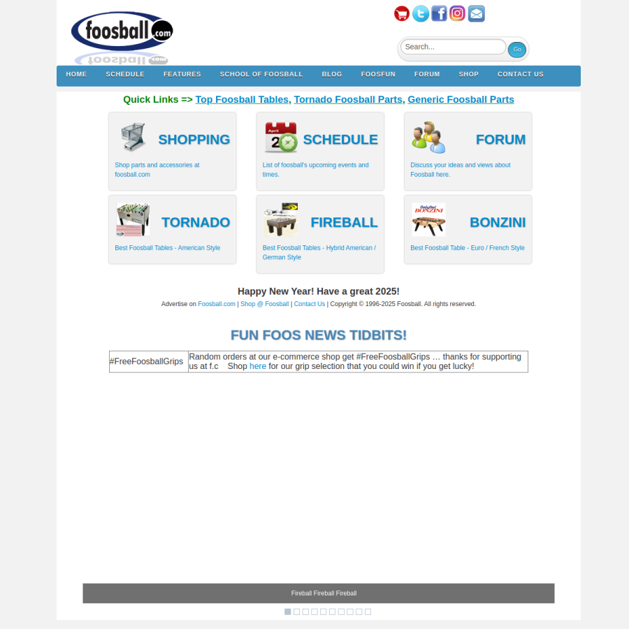 foosball.com homepage screenshot