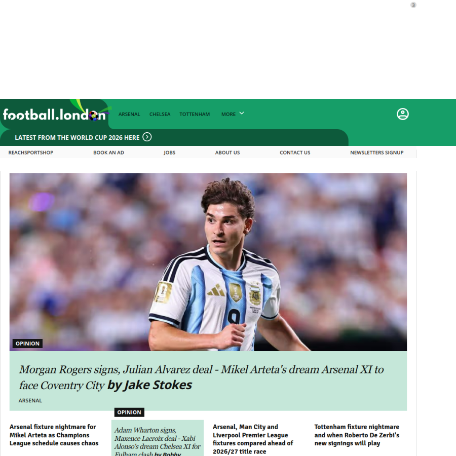 football.london homepage screenshot